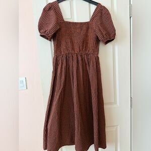 Checkered Puff Sleeve Dress
